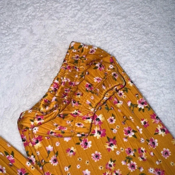 Charming Mustard Floral Kids Jumpsuit - Picture 7 of 9